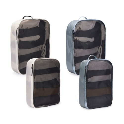 Thule packing cube Set aus 2 großen Packwürfeln und 2 mittelgroßen Packwürfeln teichgrau/weiß -3205580 mieten